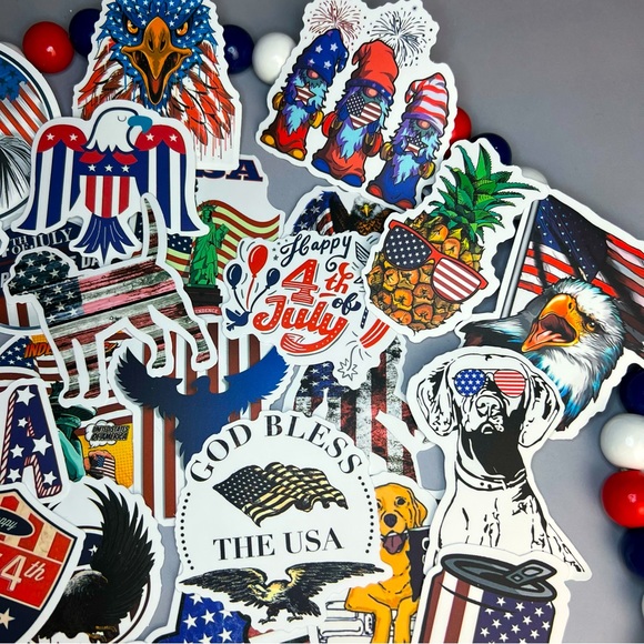 Celebrating The USA, 50 High Quality Patriotic Decal Stickers With Flags, Gnomes - Picture 10 of 16